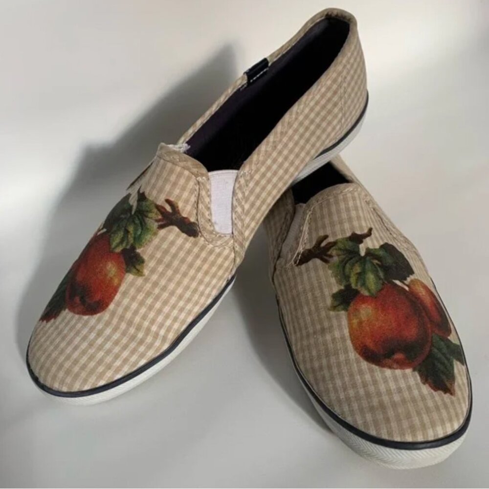 Checkered Slip-on Keds with Orange patch